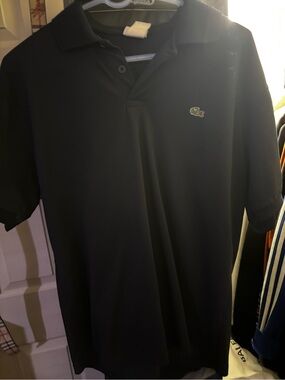 Lacoste Men’s Black Polo with Embroidered Crocodile